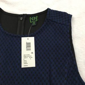 C. Wonder Navy Black Seamed Flare Dress Sleeveless